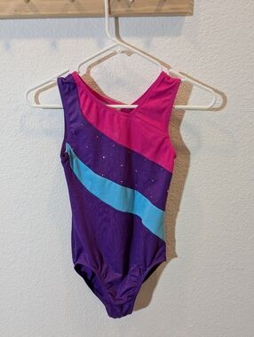 Freestyle Girls Purple Pink and Teal Gymnastics Leotard